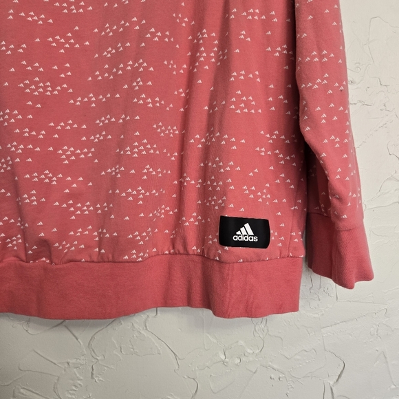 Adidas Pink White Loose Pullover Sweatshirt, L - Picture 7 of 10